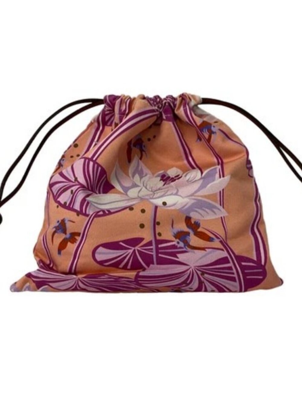 LOEWE Drawstring Pouch Pink Beige Multi Canvas Leather Pouch